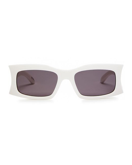 Balenciaga White Hourglass Rectangle-frame Sunglasses for men