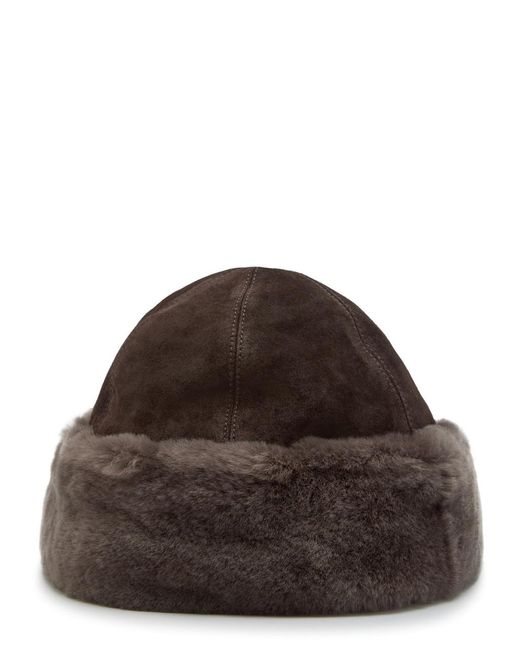 Nour Hammour Brown Toki Suede And Shearling Hat