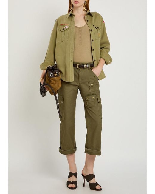 Isabel Marant Green Josine Twill Cropped Cargo Trousers