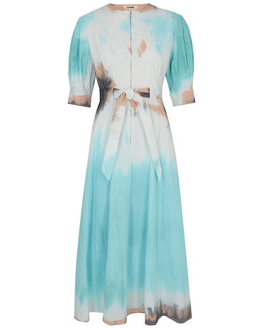 LUUDA Blue Tie-dye Stretch-cotton Midi Dress