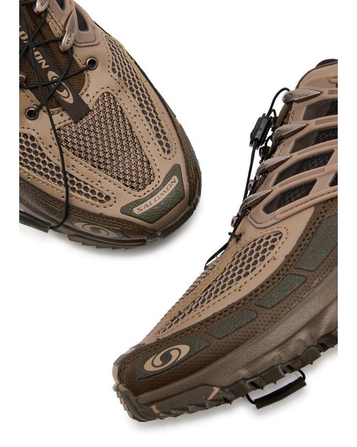 Salomon Brown Acs Pro Desert Panelled Mesh Sneakers