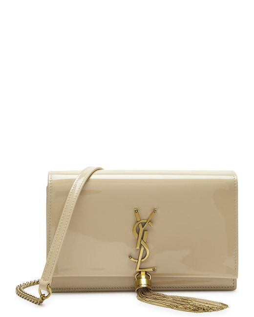 Saint Laurent Natural Kate Patent Leather Wallet-on-chain