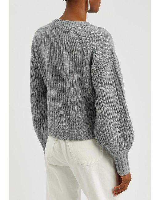 PAIGE Gray Palomi Ribbed Wool-blend Jumper