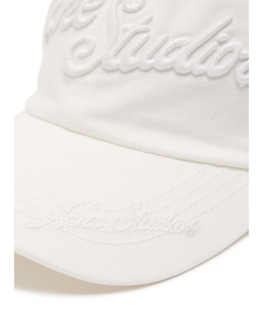 Acne White Logo-Embroidered Cotton Cap for men