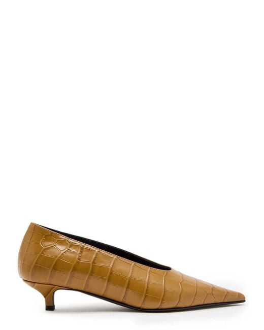 Totême Brown 35 Crocodile-Effect Leather Pumps