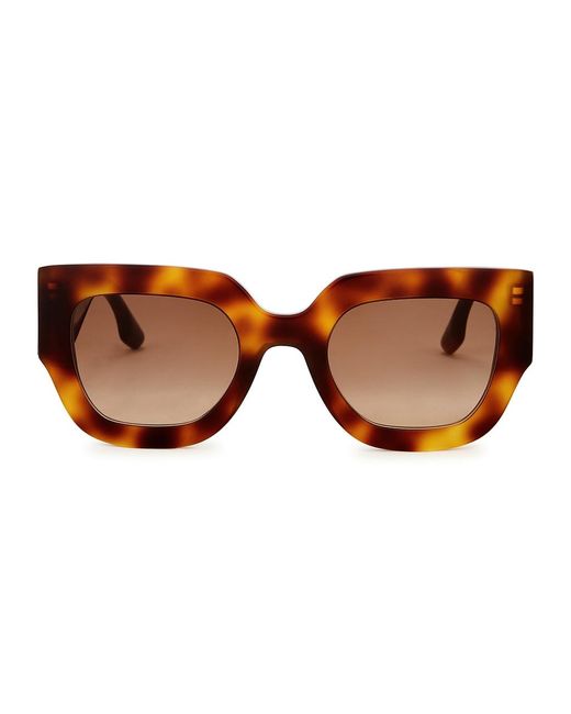 Victoria Beckham Brown Tortoiseshell Square-Frame Sunglasses