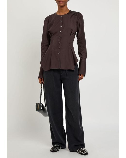 LIBEROWE Brown Lavinia Darted Cotton-Poplin Shirt