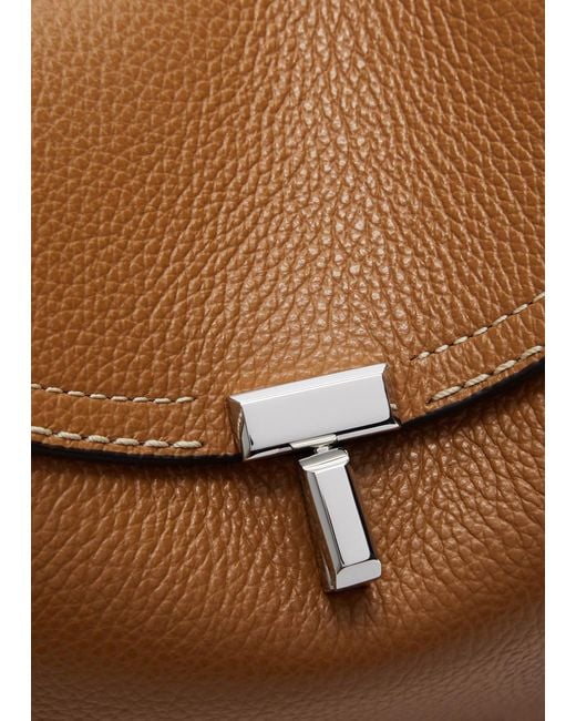 Totême  Brown Totême T-lock Leather Clutch