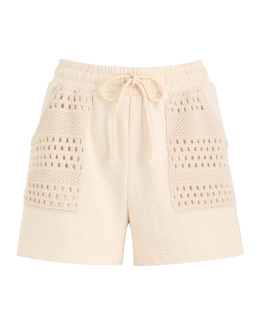 Rails Natural Eddie Open-Knit Detailed Cotton Shorts