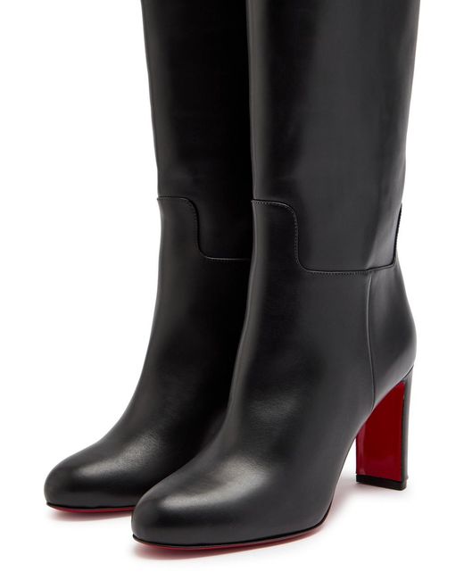 Christian Louboutin Black Loo Botta 85 Leather Knee-High Boots