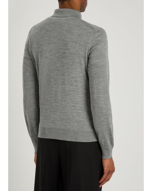 Tom Ford Gray Fine-Knit Wool Polo Jumper for men