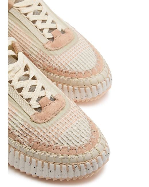 Chloé Natural Nama Panelled Knitted Sneakers