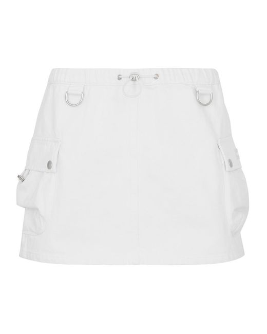 Coperni White Denim Cargo Mini Skirt