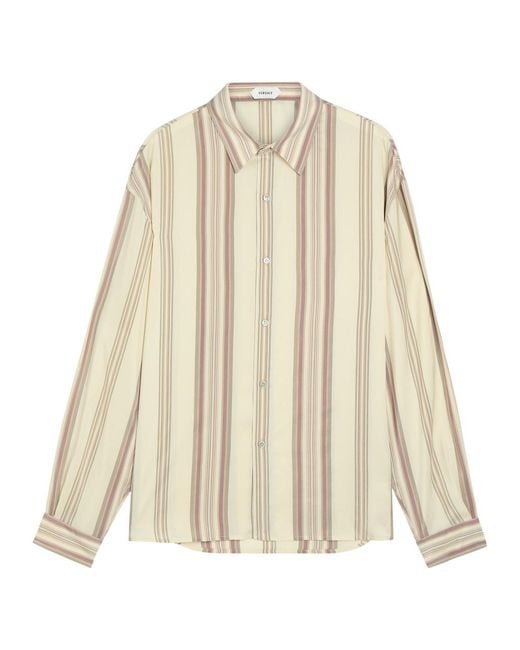 Versace Natural Striped Silk Shirt for men