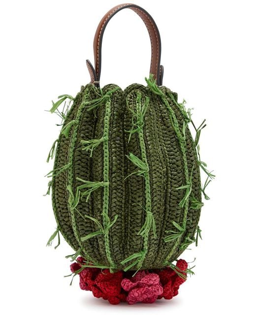 Anya Hindmarch Green Cactus Raffia And Leather Cross-Body Bag