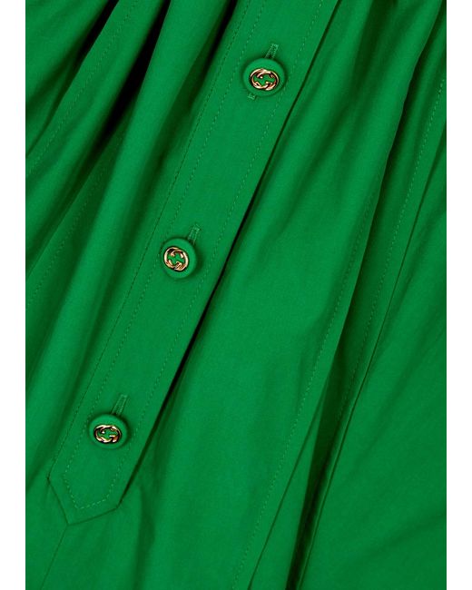 Gucci Green Cotton-poplin Midi Shirt Dress