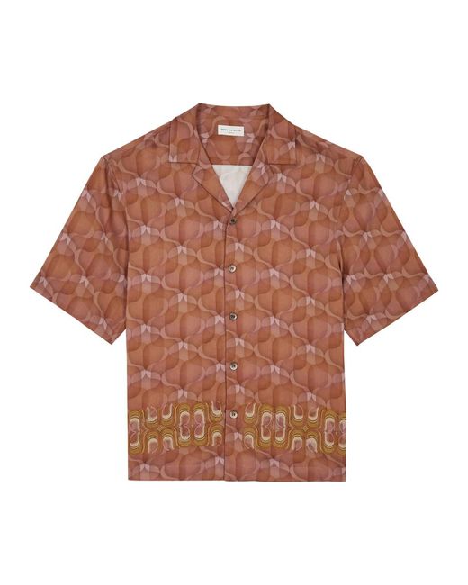 Dries Van Noten Brown Cassi Printed Satin Shirt for men