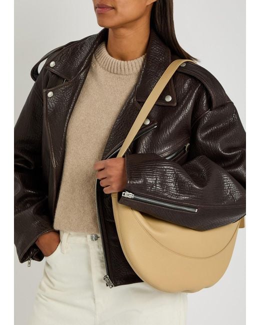 The Row Metallic Jouve Grained Leather Shoulder Bag