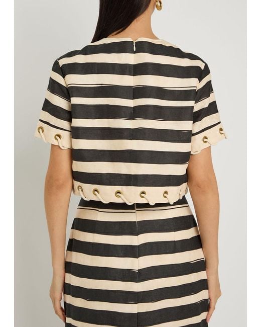 Zimmermann Black Rebellion Striped Linen Crop Top