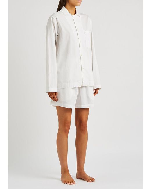 Tekla White Poplin Pyjama Shorts