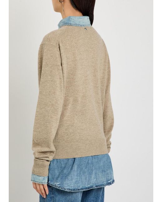 Acne White Layered Denim Shirt Wool Jumper