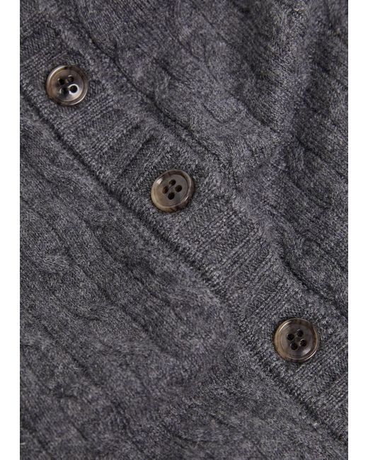 Lisa Yang Gray Inda Cable-Knit Cashmere Cardigan