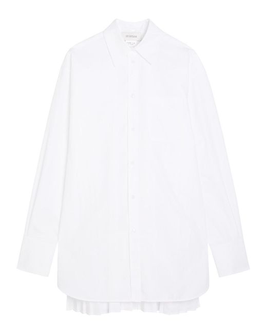 Sportmax White Pleated Cotton-Poplin Shirt