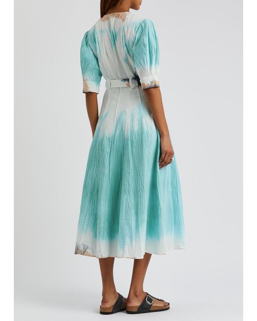 LUUDA Blue Tie-dye Stretch-cotton Midi Dress