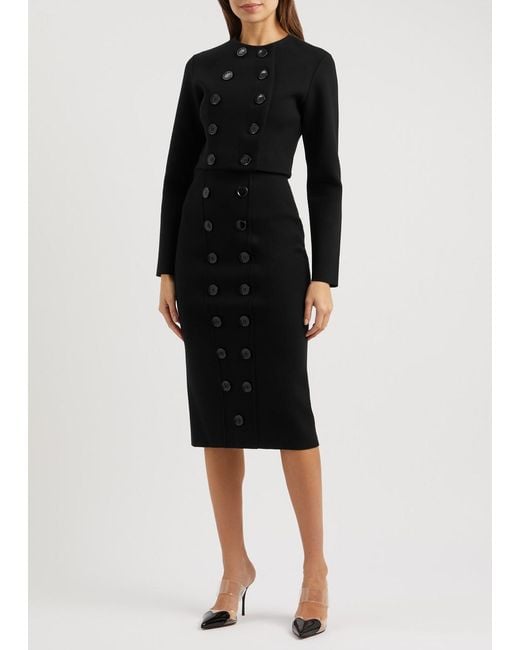 Alaïa Black Double-Breasted Wool-Blend Cardigan