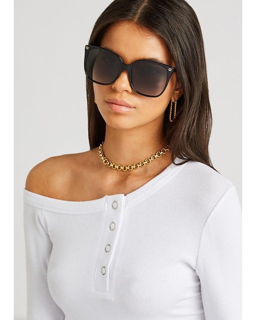 Gucci Black Oversized Sunglasses, Sunglasses, , Lenses