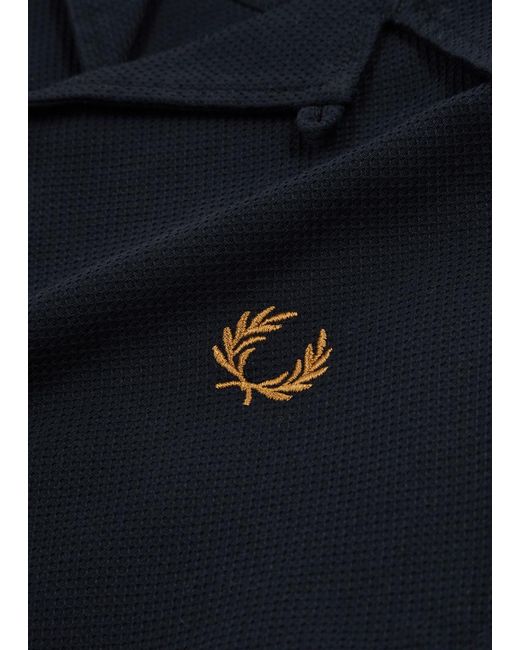 Fred Perry Blue Logo-Embroidered Cotton Shirt for men