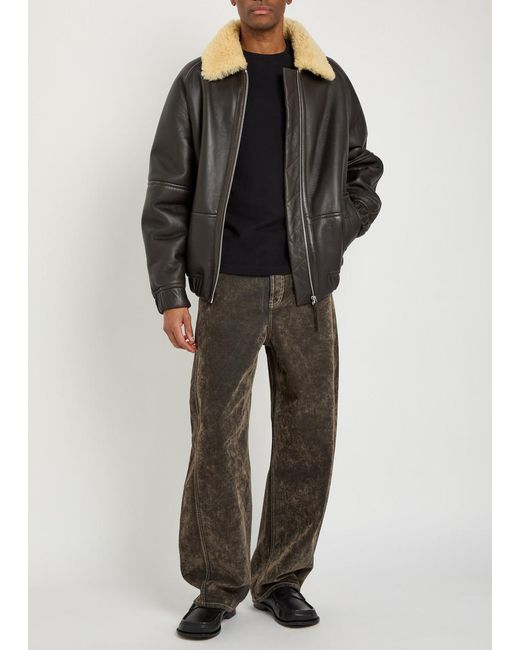 Jacquemus Black Le Bombardier Leather Bomber Jacket for men