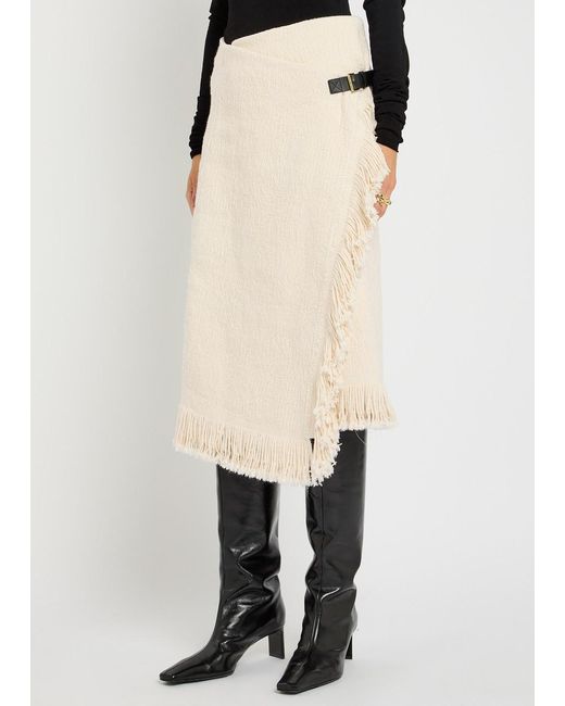 Isabel Marant Natural Galla Asymmetric Cotton And Linen-Blend Midi Wrap Skirt