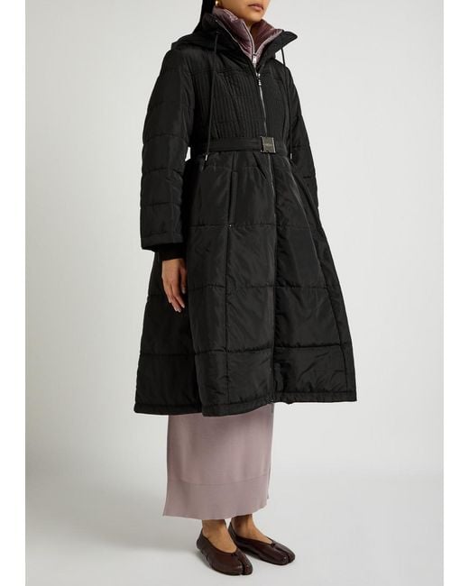 High Black Scuttle Hooded Quilted Shell Parka