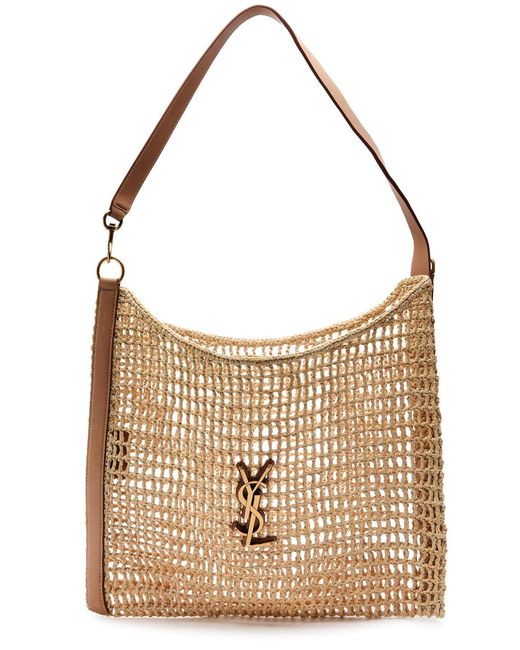 Saint Laurent Brown Oxalis Open Raffia Tote