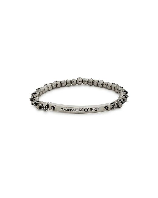 McQueen Metallic Skull Beaded-Tone Bracelet for men