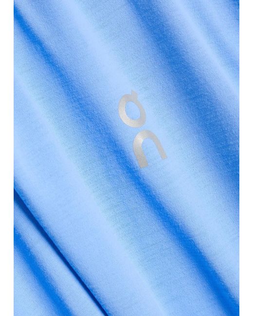 On Shoes Blue Train-T Logo Woven T-Shirt for men