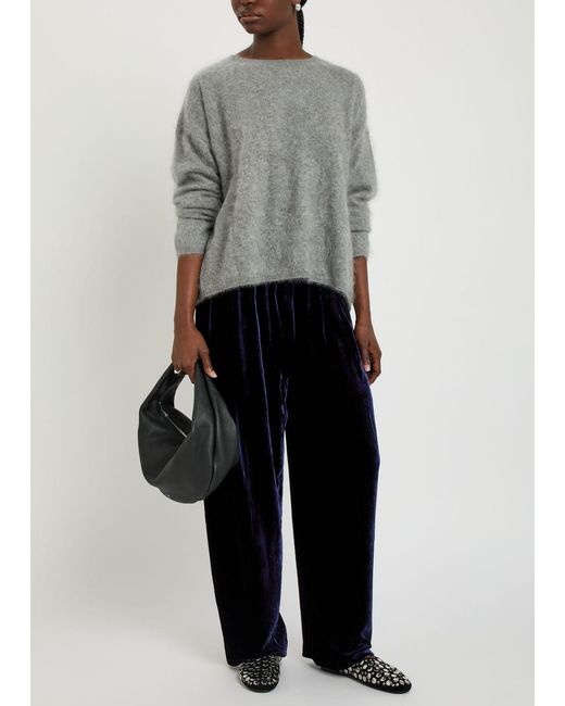 Eileen Fisher Blue Straight-Leg Velvet Trousers