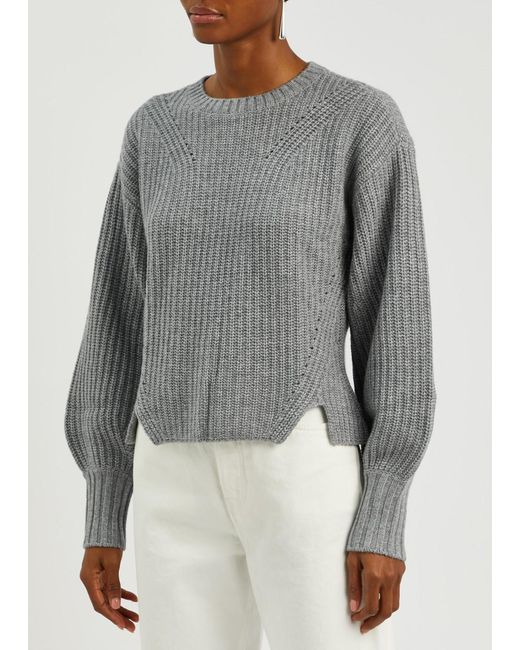 PAIGE Gray Palomi Ribbed Wool-blend Jumper