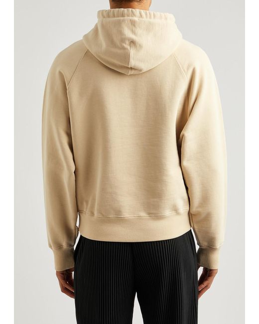 AMI Natural Logo Hooded Stretch-cotton Sweatshirt for men