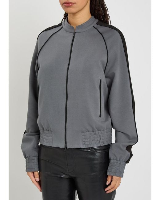 AARON ESH Gray Panelled Jersey Varsity Jacket