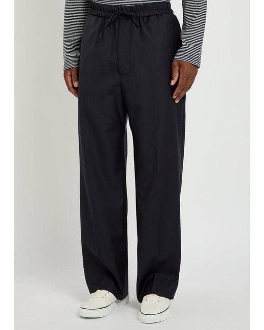 Officine Generale Blue Nilson Wool And Cashmere-Blend Trousers for men