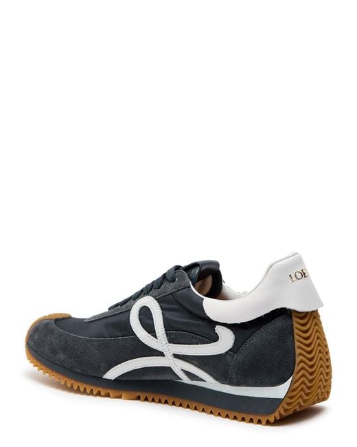 Loewe Blue Flow Runner Panelled Brushed Suede Sneakers for men