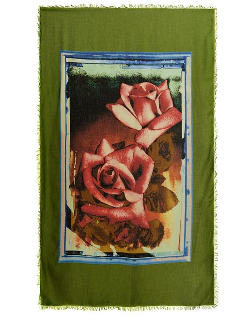 Jean Paul Gaultier Green Roses Printed Modal-blend Sarong
