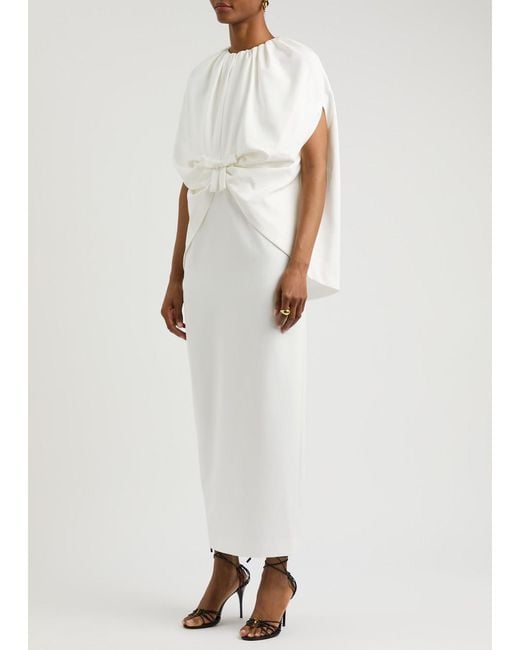 BERNADETTE White Gislene Cape-Effect Jersey Maxi Dress