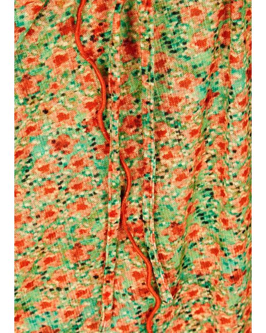 Siedres Multicolor Joa Floral-Print Jersey Midi Skirt