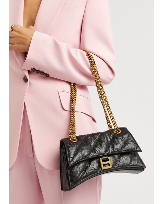 Balenciaga Black Crush Small Quilted Leather Shoulder Bag