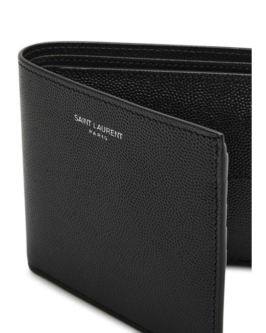 Saint Laurent Black East/West Pebbled Leather Wallet for men