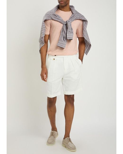 Brunello Cucinelli Pink Linen And Cotton-Blend T-Shirt for men