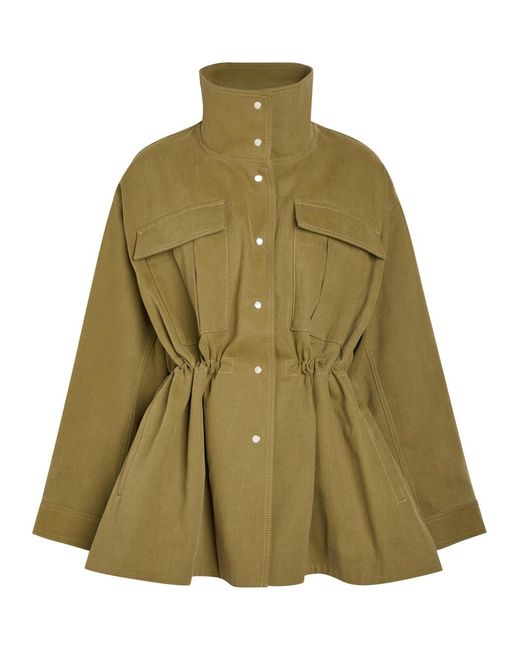 Rohe Green Sculptural Funnel-Neck Cotton Safari Jacket